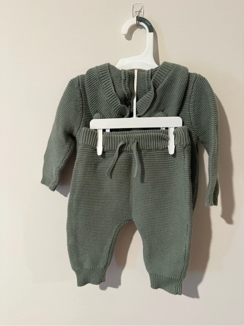 Cozy Knit Hoodie & Pants Set in Dusty Sage